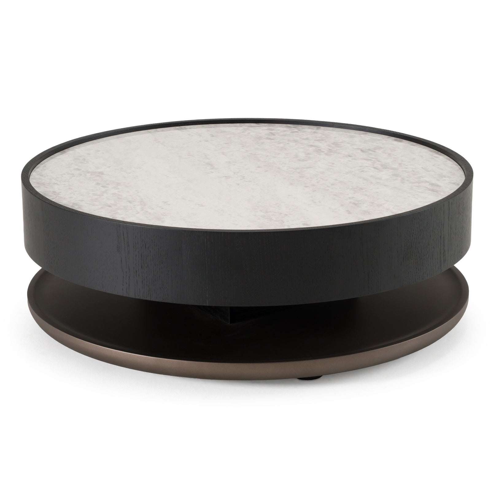 Miranda - Modern Ceramic  Black Oak Round Coffee Table