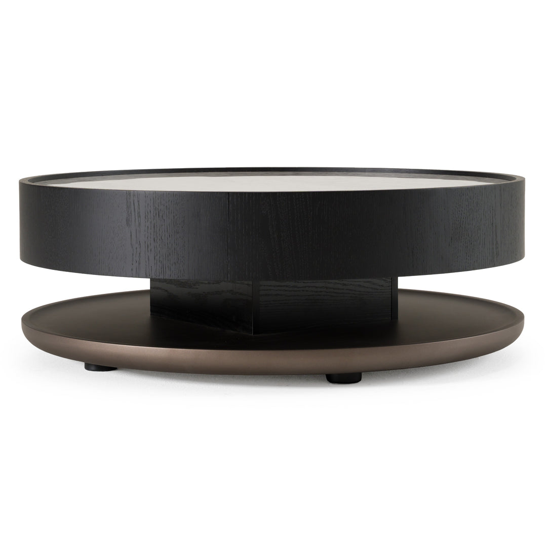 Miranda - Modern Ceramic + Black Oak Round Coffee Table