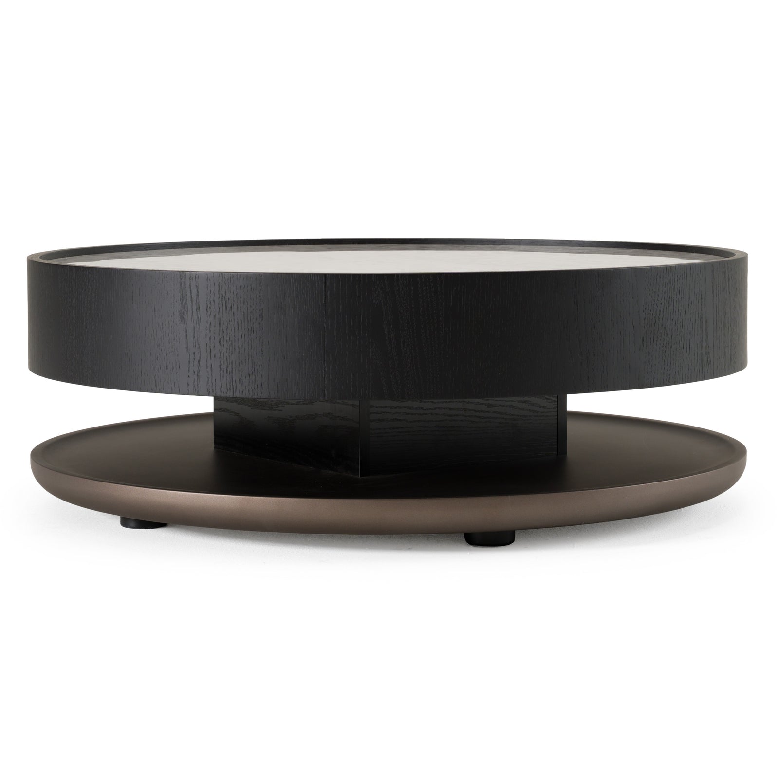 Miranda - Modern Ceramic  Black Oak Round Coffee Table