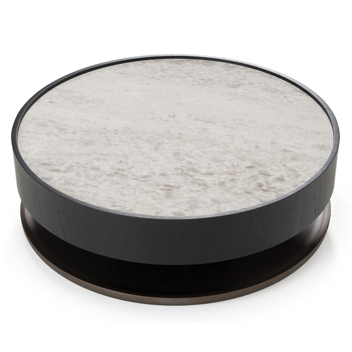 Miranda - Modern Ceramic + Black Oak Round Coffee Table