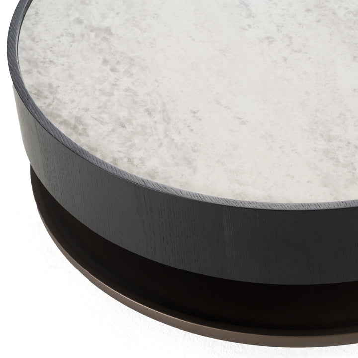 Miranda - Modern Ceramic + Black Oak Round Coffee Table