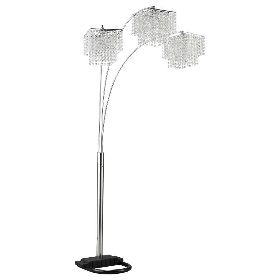 Miriam - Hanging Crystal Arc Floor Lamp - Chrome Floor Lamps modern furniture Contempo Furniture