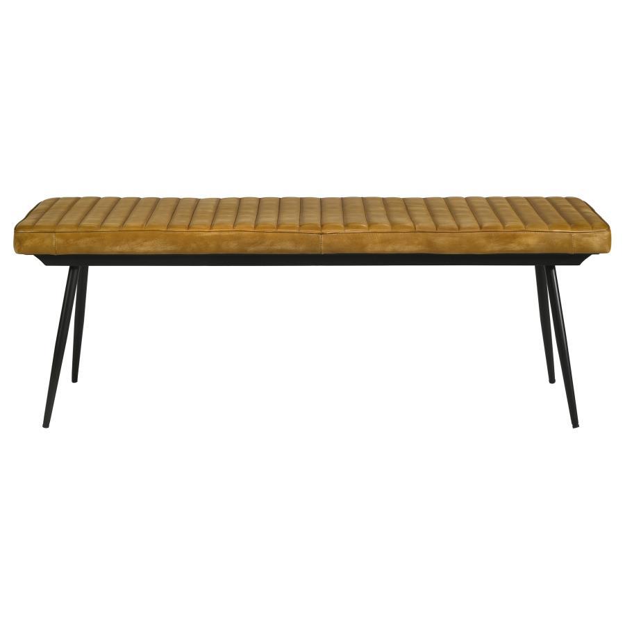Misty - Leather Upholstered Dining Bench - Antique Camel Upholstered Bench modern furniture Contempo Furniture