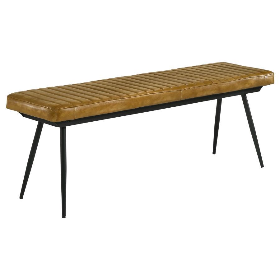 Misty - Leather Upholstered Dining Bench - Antique Camel Upholstered Bench modern furniture Contempo Furniture