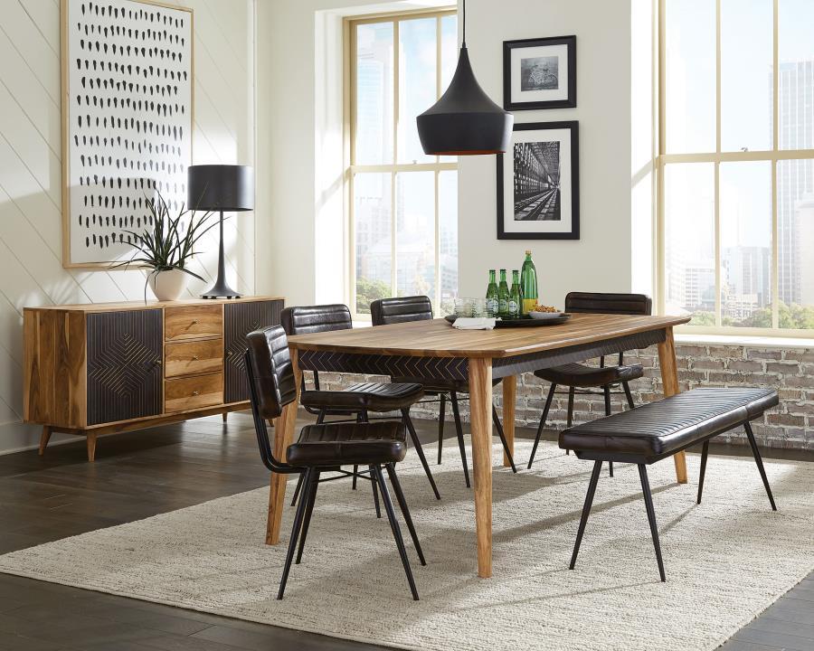 Misty - Leather Upholstered Dining Bench - Antique Espresso Upholstered Bench modern furniture Contempo Furniture
