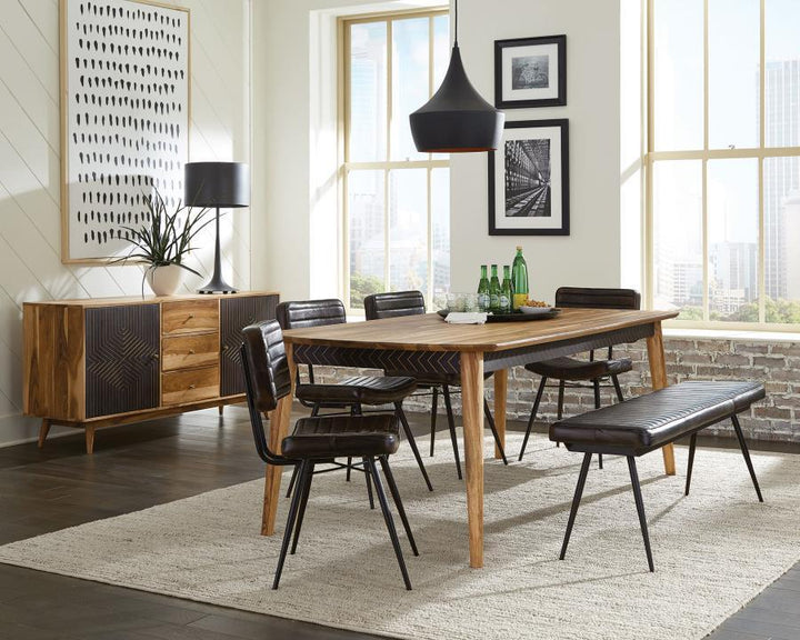 Misty - Leather Upholstered Dining Bench - Antique Espresso Upholstered Bench modern furniture Contempo Furniture