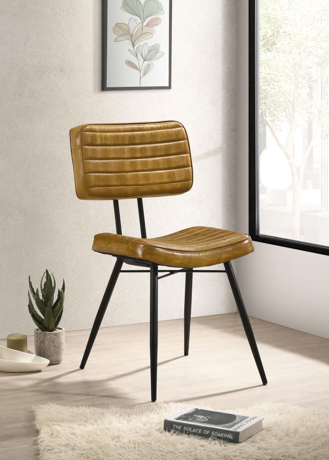 Misty - Leather Upholstered Dining Side Chair (Set of 2) - Camel Chair Set modern furniture Contempo Furniture