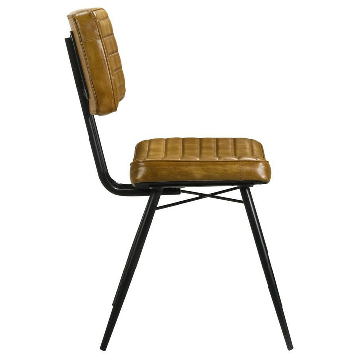 Misty - Leather Upholstered Dining Side Chair (Set of 2) - Camel Chair Set modern furniture Contempo Furniture