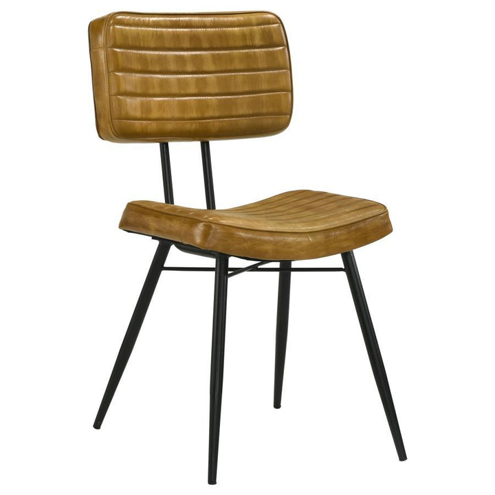Misty - Leather Upholstered Dining Side Chair (Set of 2) - Camel Chair Set modern furniture Contempo Furniture