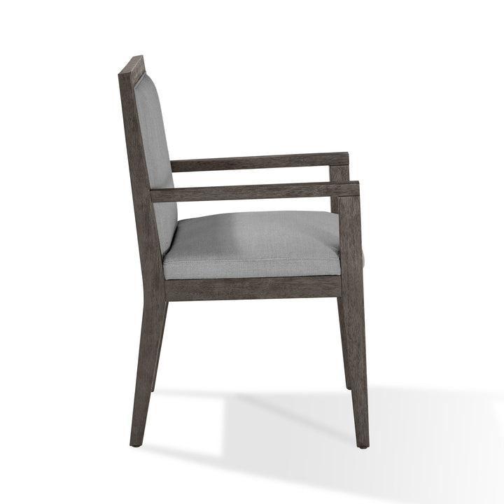 Modesto Wood Frame Upholstered Arm Chair in Koala Linen and French Roast (Set of 2) Chair modern furniture Contempo Furniture
