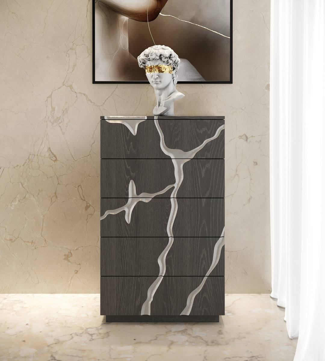 Aspen - Modern Matte Brown Ash & Silver Chest