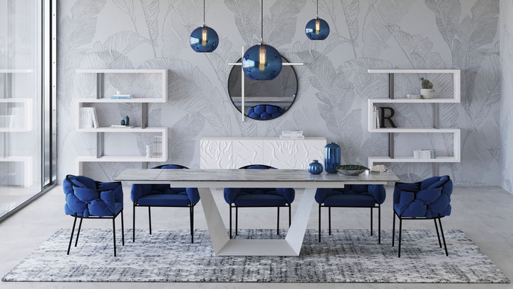 Baldwin - Modern White Ceramic Extendable Dining Table