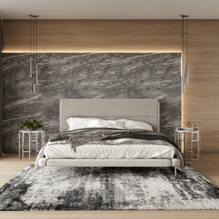 Bergeron - Contemporary Cream Woven Fabric Bed