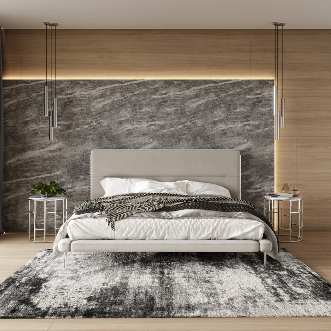 Bergeron - Contemporary Cream Woven Fabric Bed