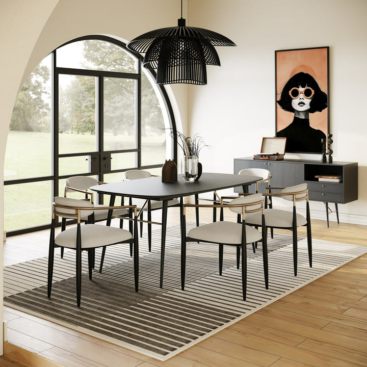 Billy Modern Black Oak  and  Gold Extendable Dining Table