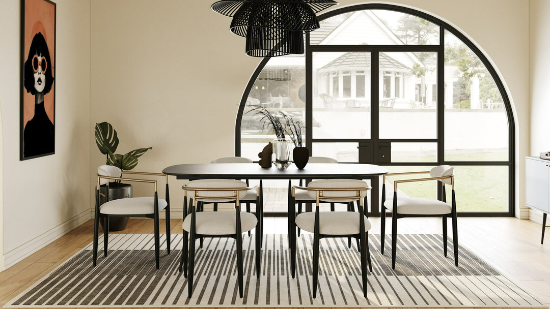 Billy Modern Black Oak  and  Gold Extendable Dining Table