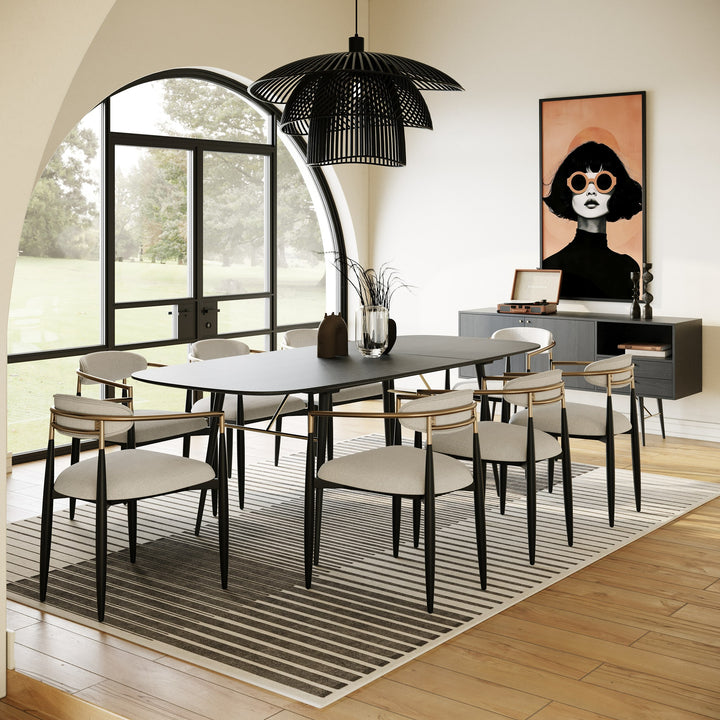 Billy Modern Black Oak &amp; Gold Extendable Dining Table