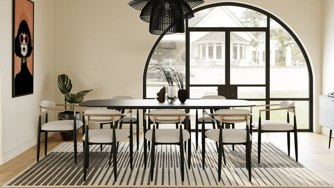 Billy Modern Black Oak  and  Gold Extendable Dining Table