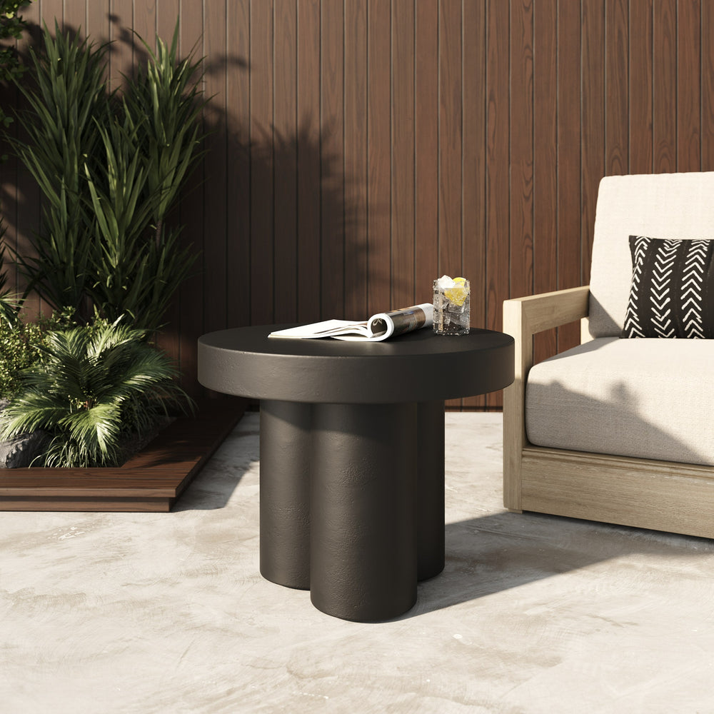 Bruni - Modern Black Concrete End Table - View 2