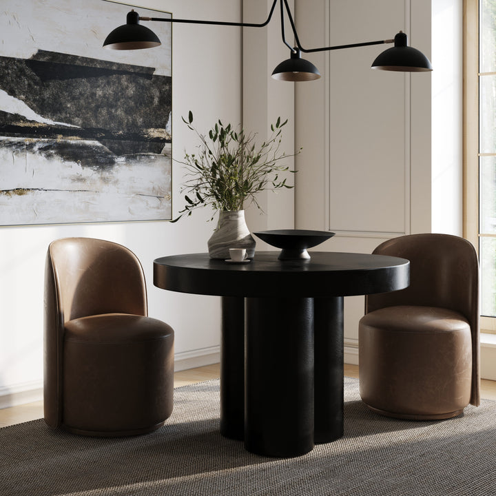 Bruni - Modern Black Concrete Round Dining Table