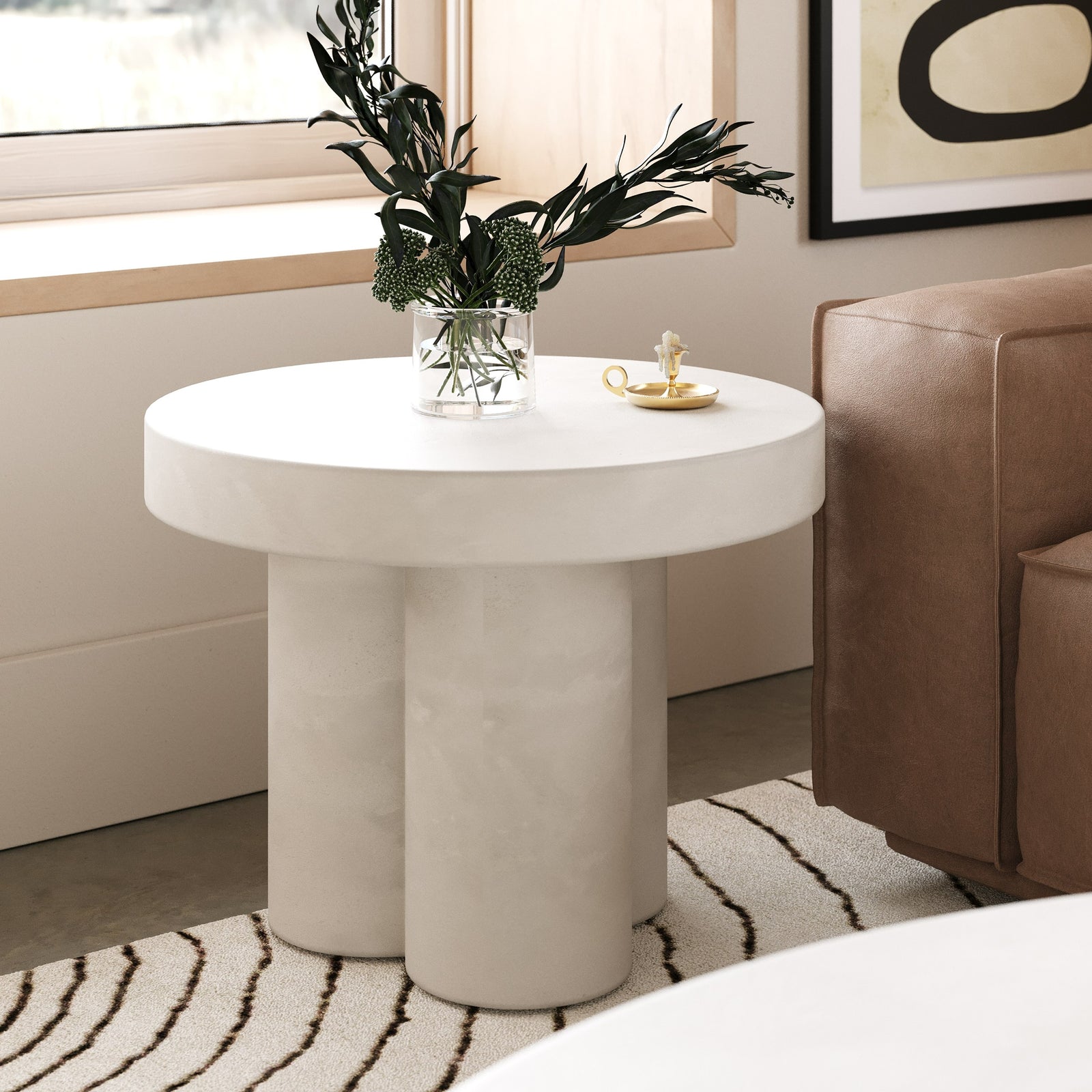 Bruni - Modern White Concrete End Table