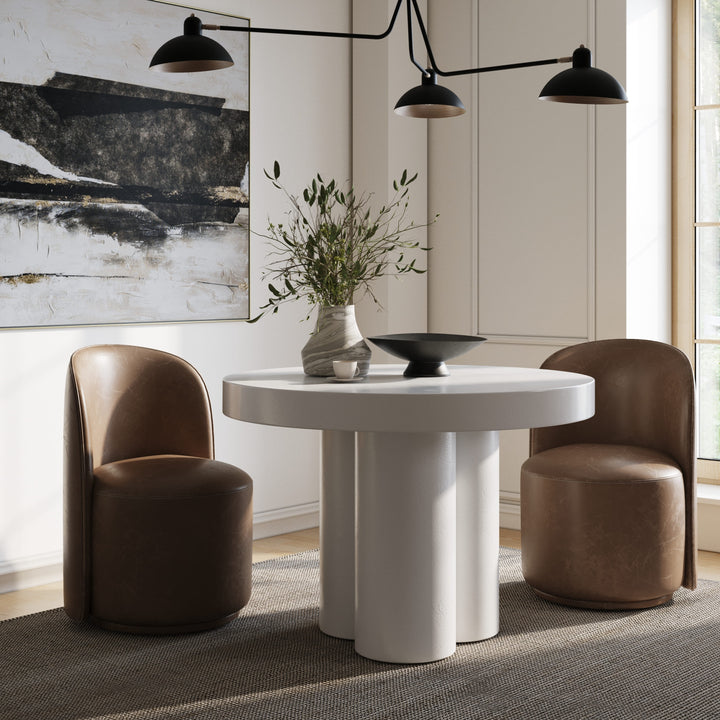 Bruni  Modern White Concrete Round Dining Table