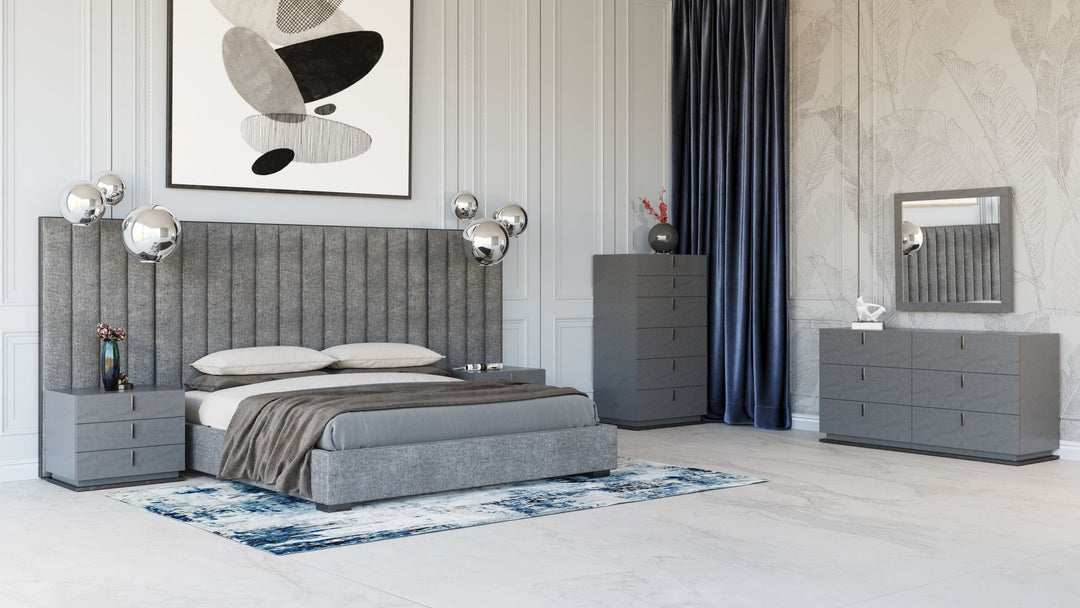 Buckley - Grey & Black Stainless Steel Bedroom Set