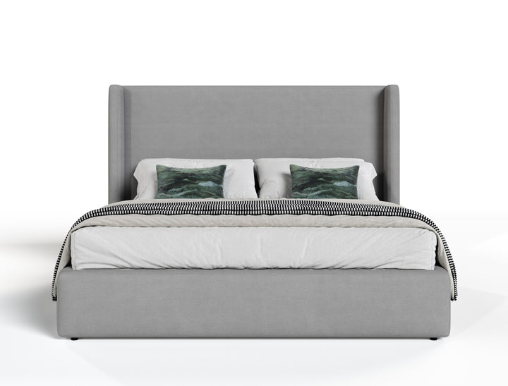 Byrne + Asus - Modern Grey Fabric + Elm Grey 4-Piece Bedroom Set