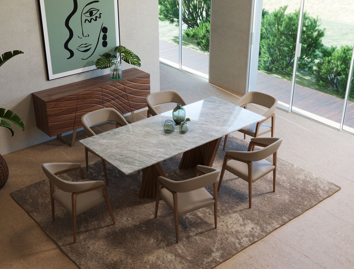Cadence - Modern Walnut &amp; Marble Dining Table