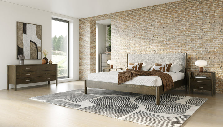 Carolina - Modern Grey Fabric  Wenge Bed