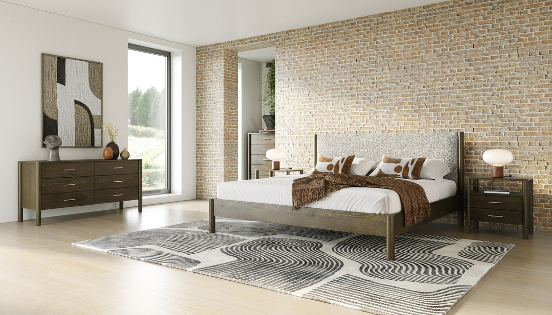 Carolina  Modern Grey Fabric + Wenge Bed