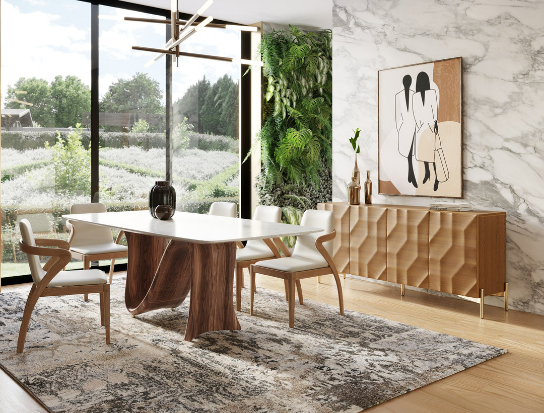 Killeen  Modern Gold + Walnut Buffet