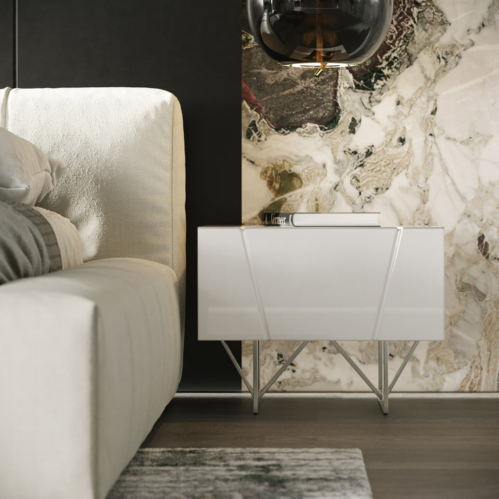 Chrysler Modern White Nightstand - View 4