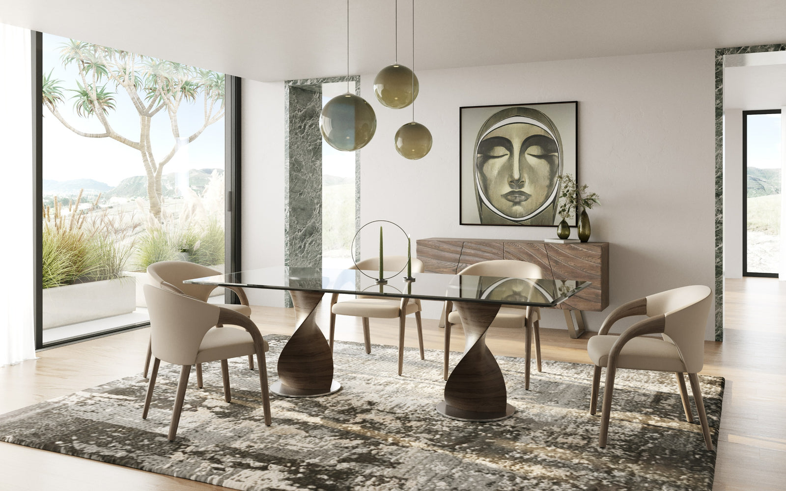 Cleveland - Contemporary Glass and Grey Ash Dining Table
