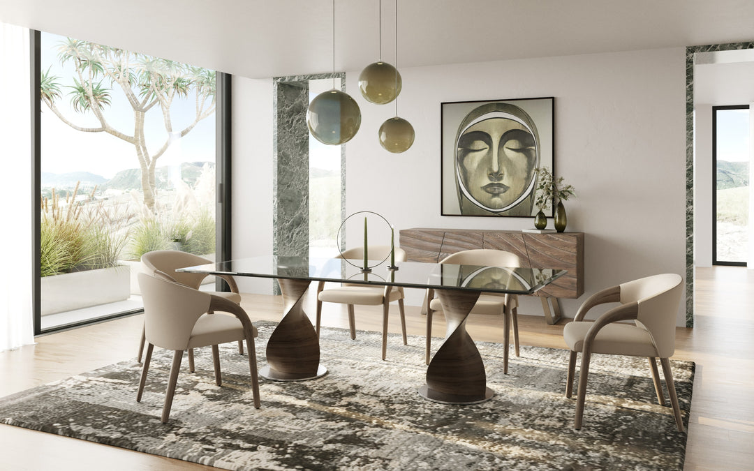 Cleveland - Contemporary Glass and Grey Ash Dining Table