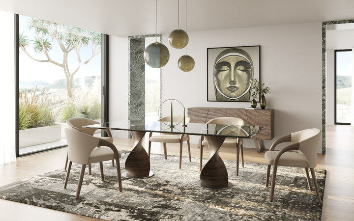 Cleveland  Contemporary Glass and Grey Ash Dining Table