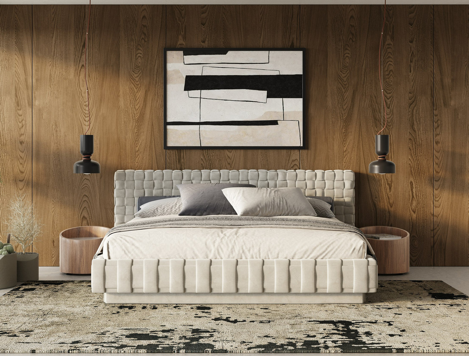 Concord - Modern Light Grey Velvet Bed - View 8