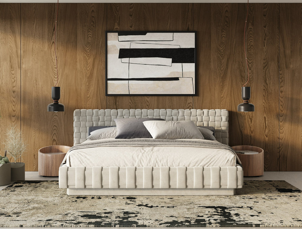 Concord - Modern Light Grey Velvet Bed - View 8