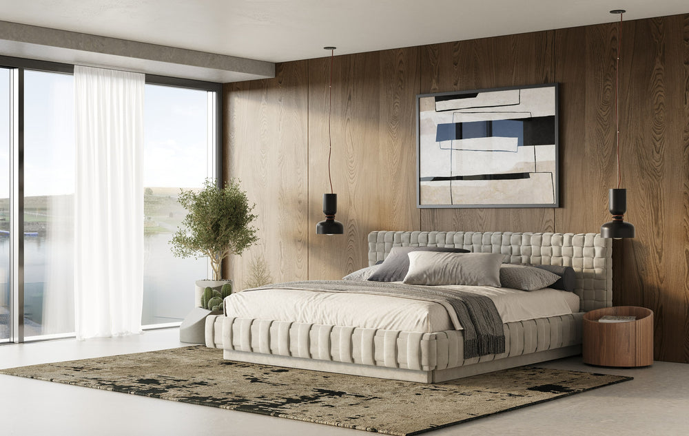 Concord - Modern Light Grey Velvet Bed - View 9