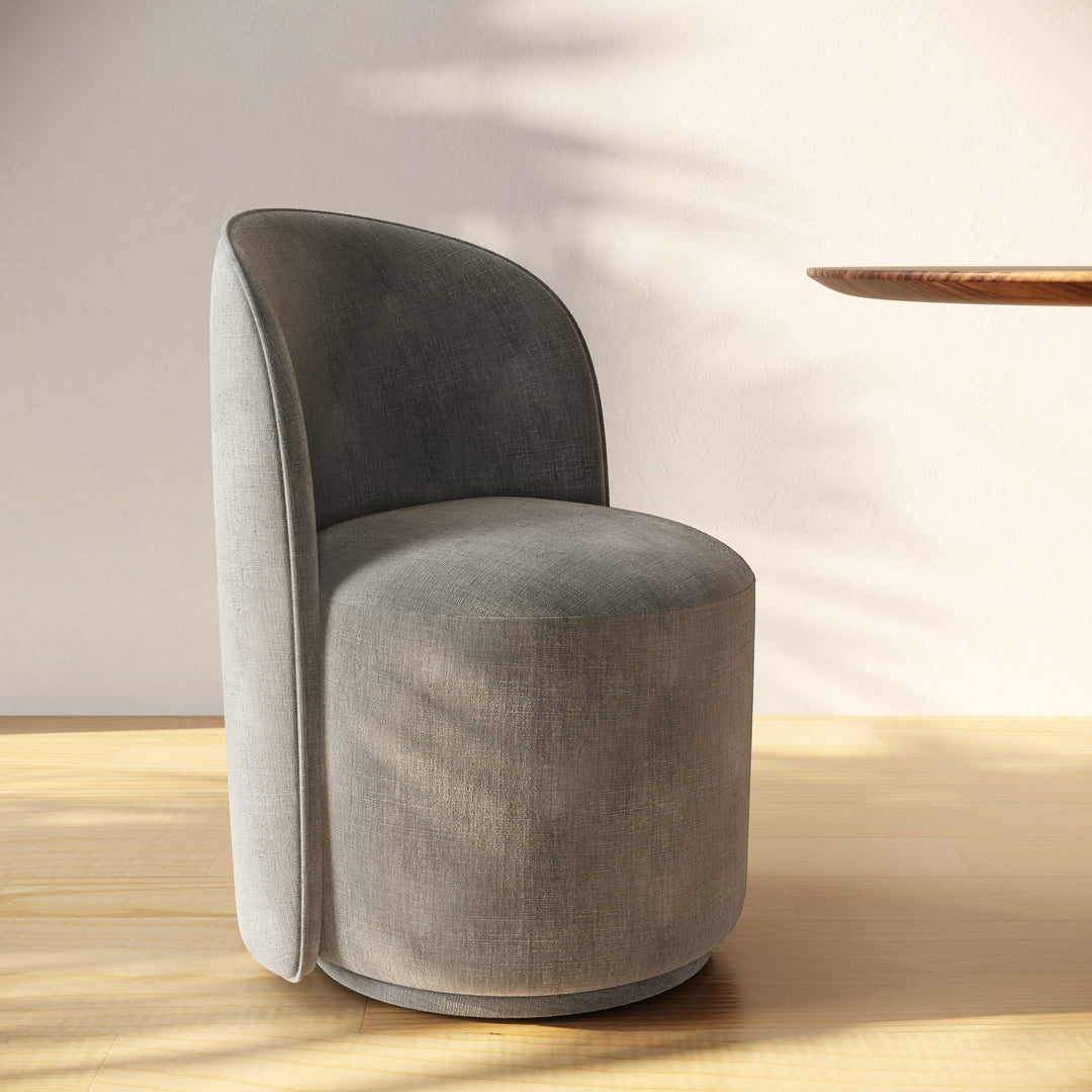 Correa - Modern Dove Grey Fabric Swivel Dining Chair