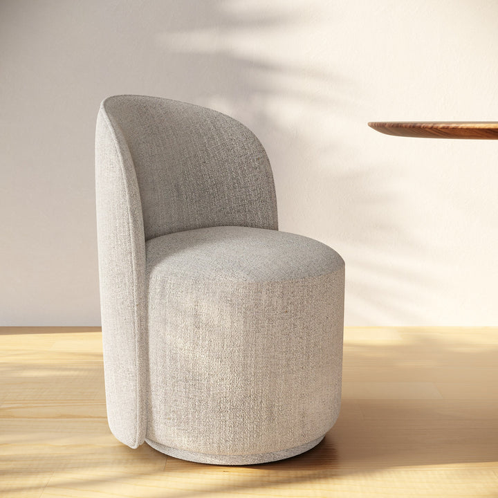 Correa - Modern Light Grey Fabric Swivel Dining Chair