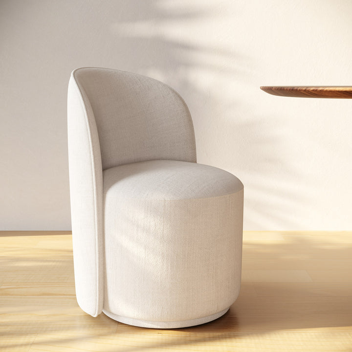 Correa  Modern White Fabric Swivel Dining Chair