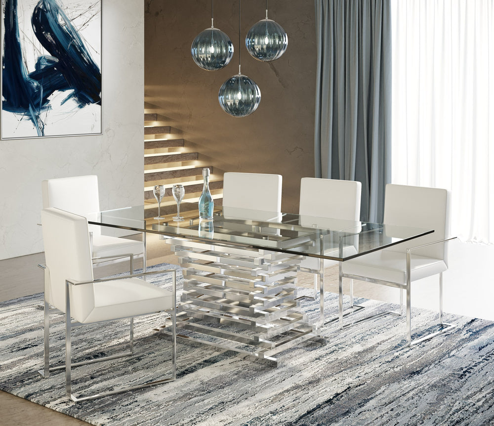 Crawford Modern Rectangular Glass Dining Table - View 9