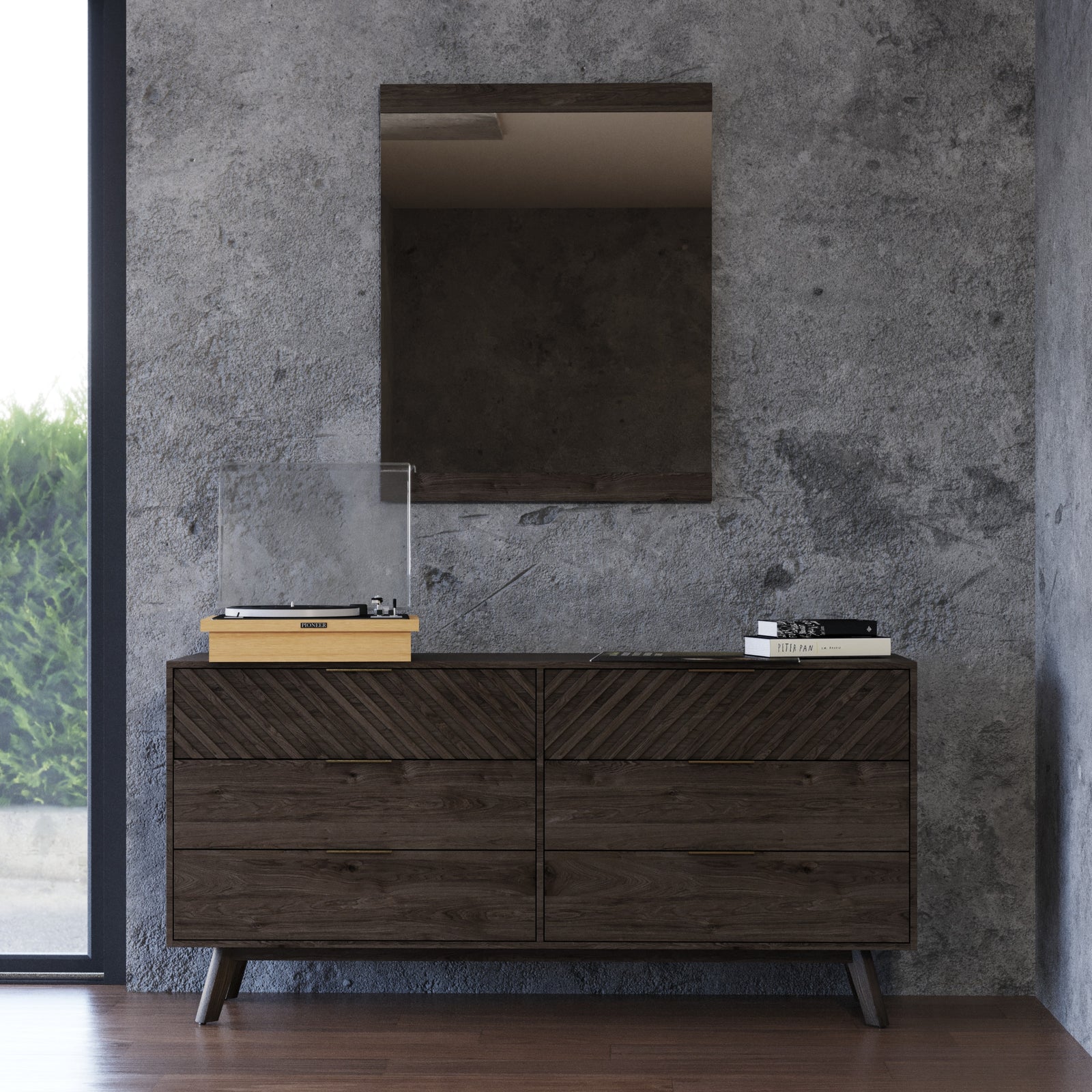 Daisy Mid-Century Dark Acacia Mirror