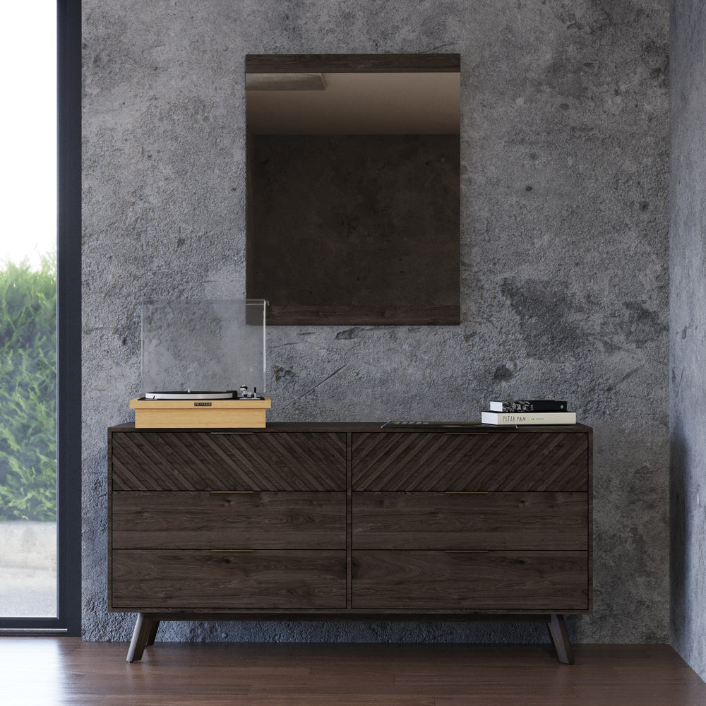 Daisy Mid-Century Dark Acacia Mirror - View 2