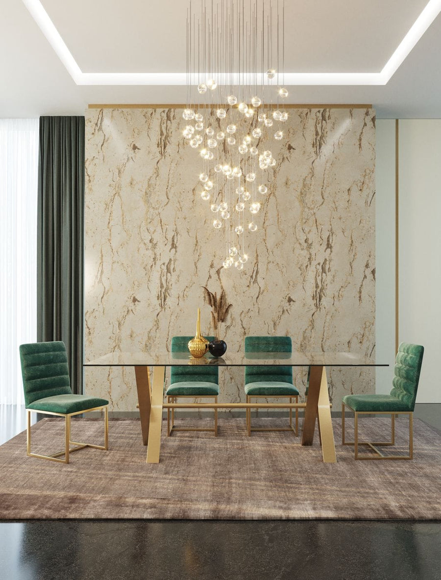 Dandy - Modern Golden  and  Glass Dining Table