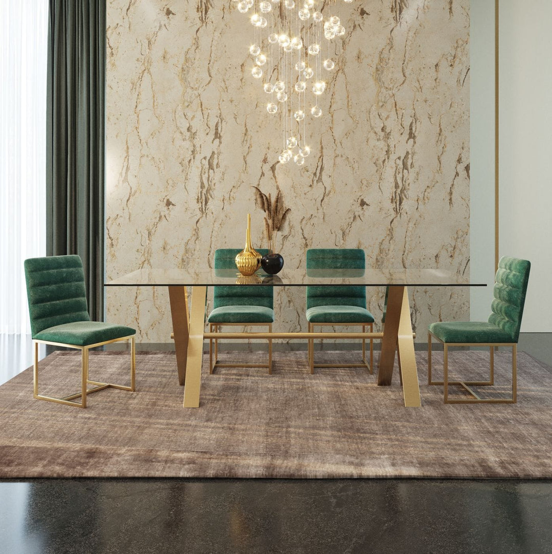 Dandy - Modern Golden & 15mm Glass Dining Table