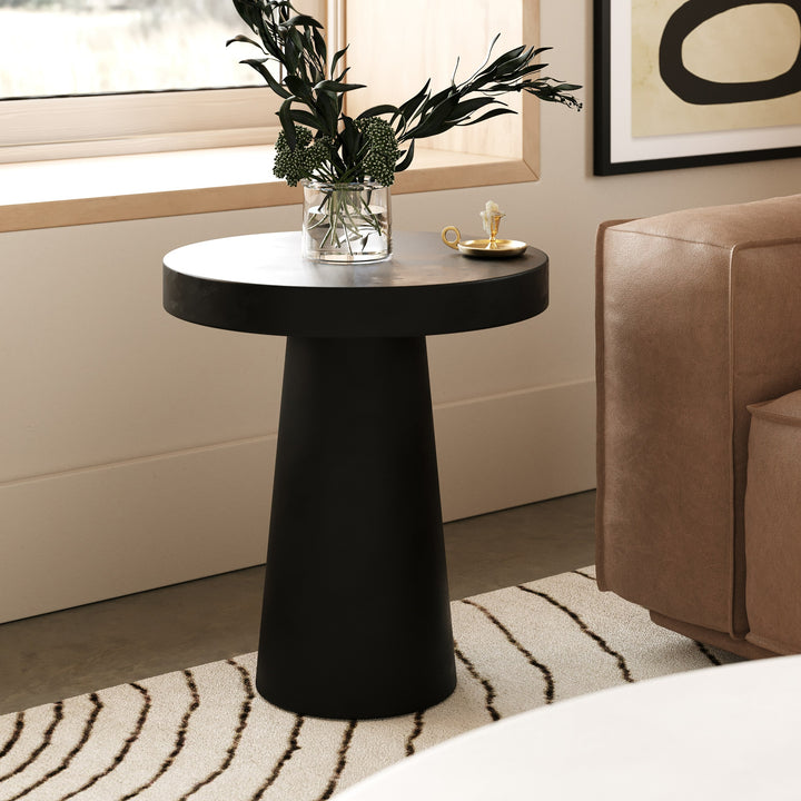 Desoto - Modern Black Concrete Round End Table