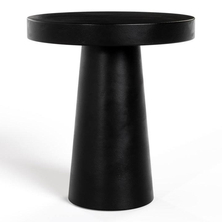 Desoto  Modern Black Concrete Round End Table