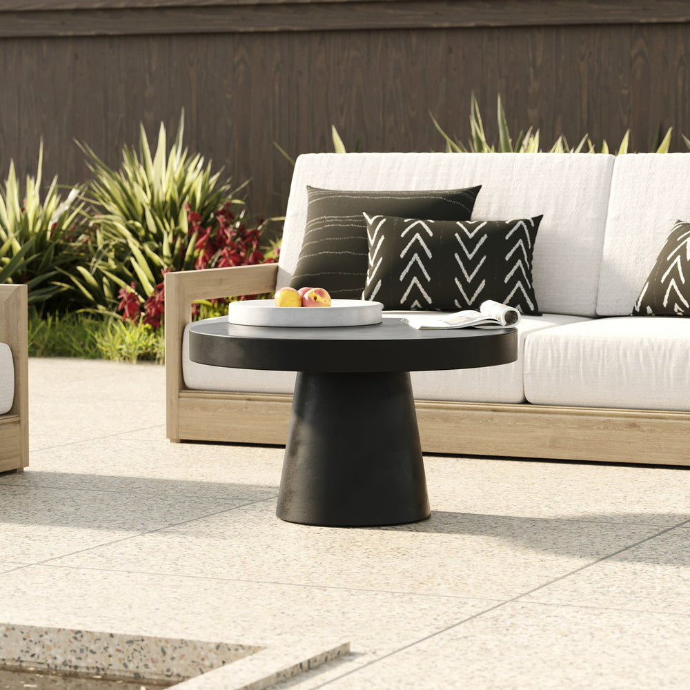 Desoto - Modern Black Concrete Round Coffee Table - View 2